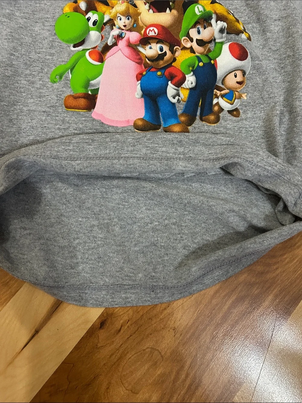 Super Mario Character Graphic Tee - Gray with Multicolor Print Kids XS